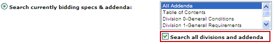 Search all divisions and addenda